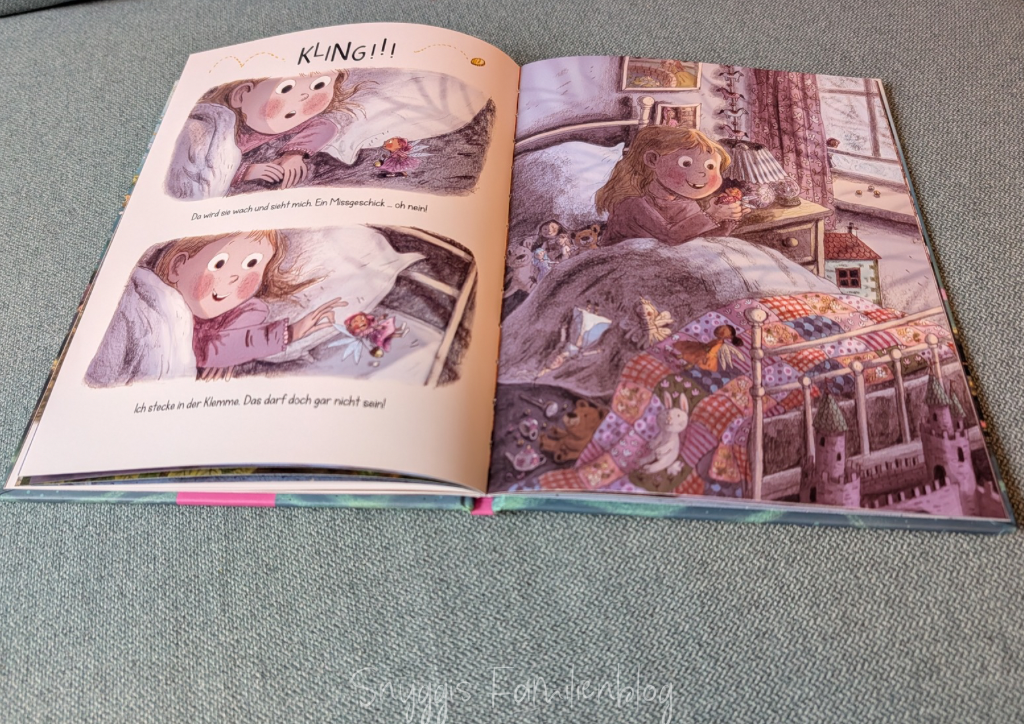 Die kleine Zahnfee -Milchzähne bei Tierkindern und Menschenkindern einsammeln. Innenseite vom Buch