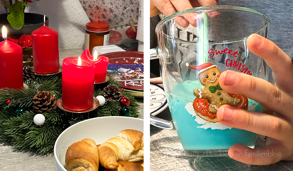Adventsfruehstueck mit blauer Milch