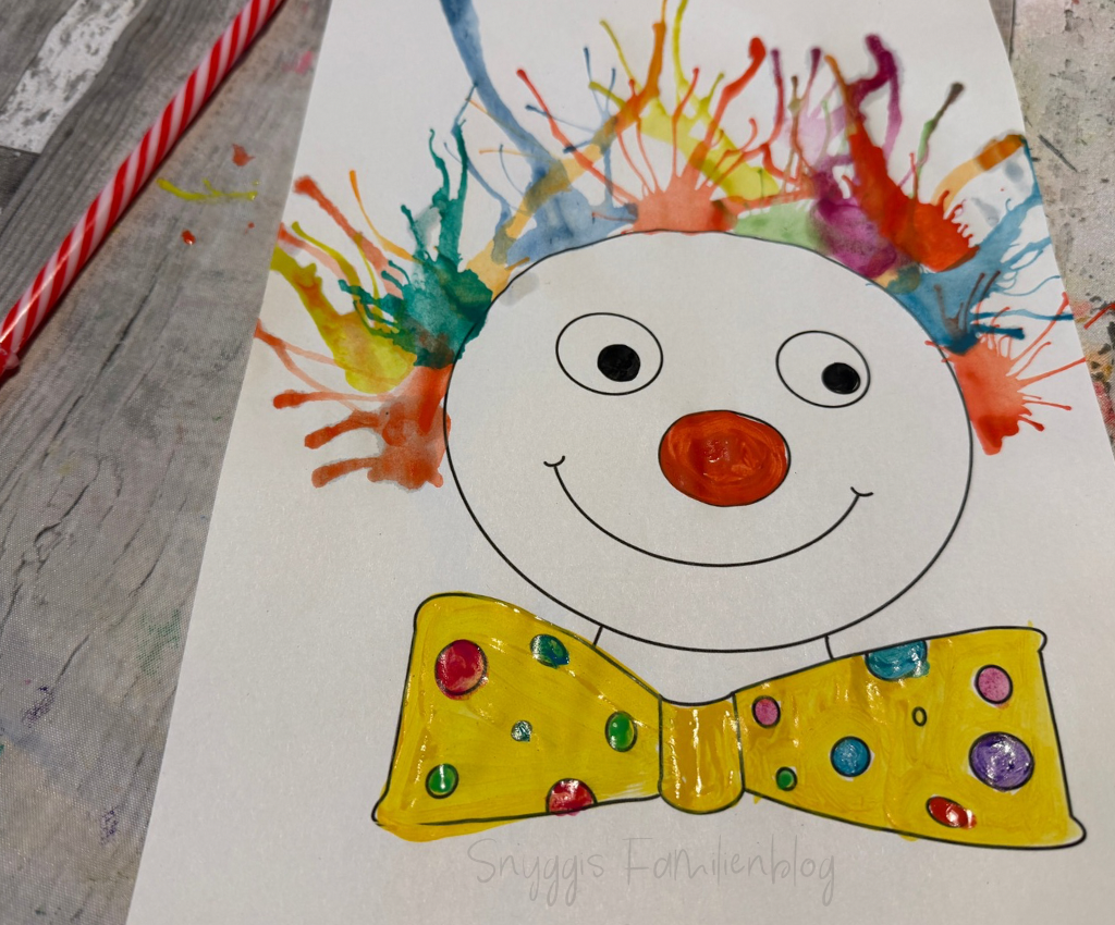 Pustebild Clowngesicht für Fasching