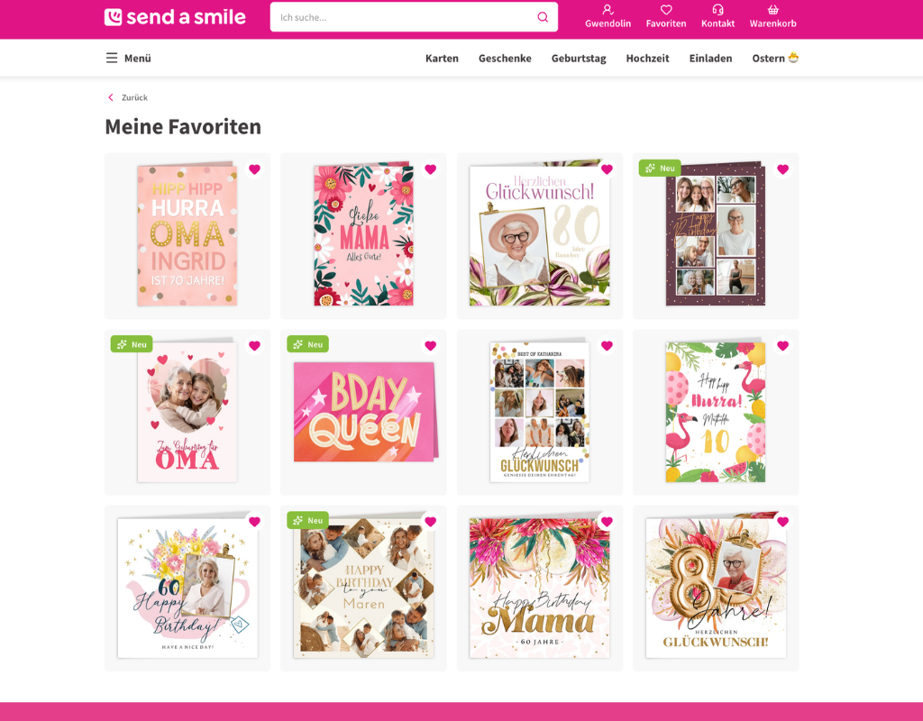 Meine Geburtstagskarten - Favoriten bei Send a Smile