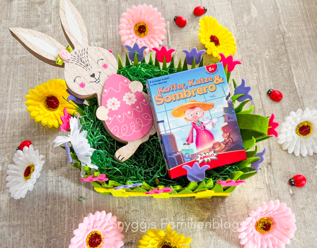 Ostertipp: Spiele für die ganze Familie: Koffer, Katze & Sombrero von AMIGO. Snyggis stellt das Spiel auf ihrem Familienblog vor.