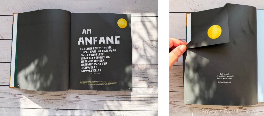 Die Schöpfungsgeschichte als interaktive Faltgeschichte. Die Bibel mal anders. Das Megabuch. Snyggis Familienblog stellt vor