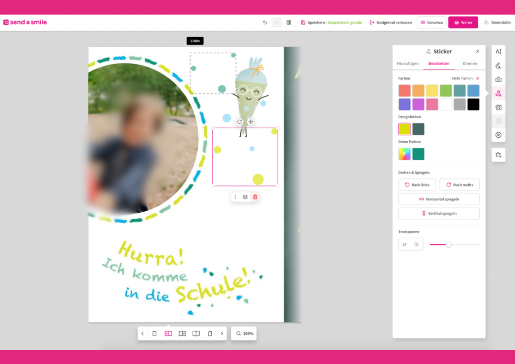 Karten individuell anpassen bei Send a Smile.