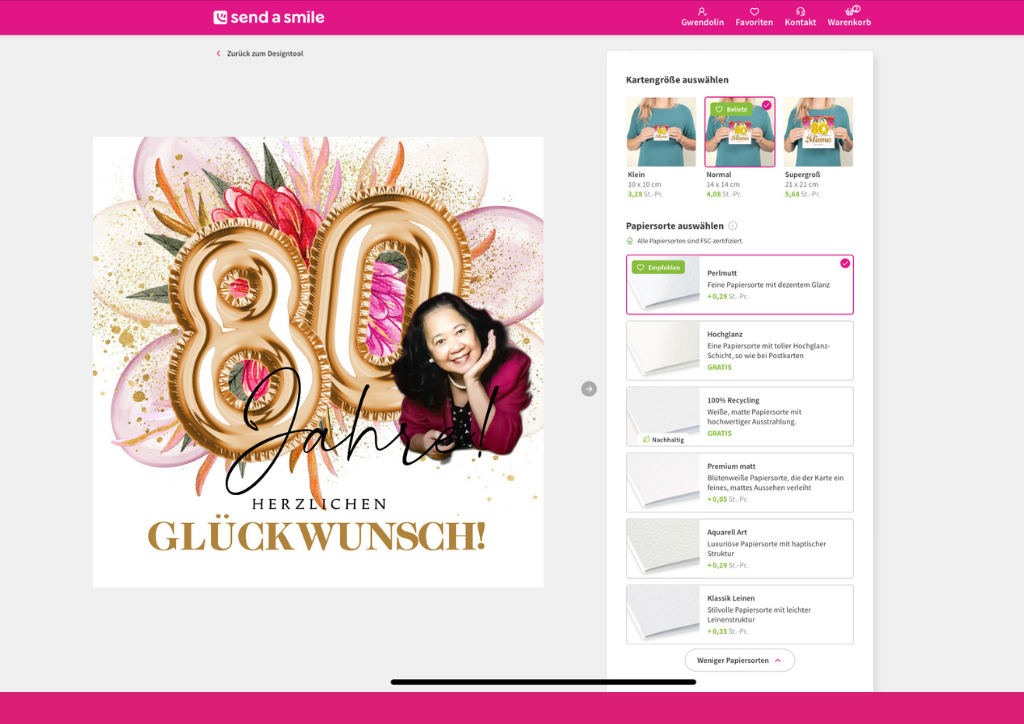 Papiersorten bei Send a Smile