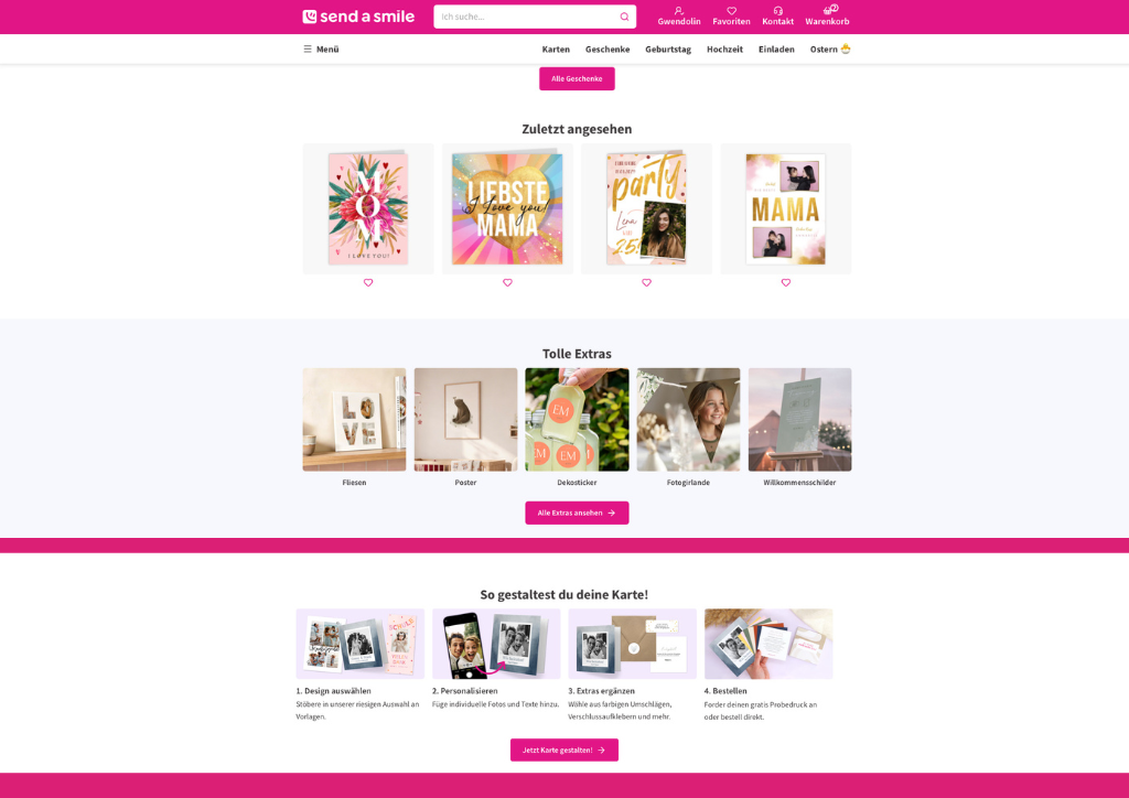Karten für jeden Anlass individuell gestalten bei Send a Smile