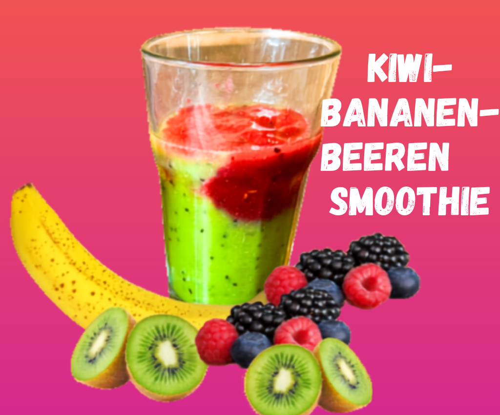 Kiwi Bananen Beeren Smoothie fruchtig beerig und gesund - Ein Vitaminkick am Morgen