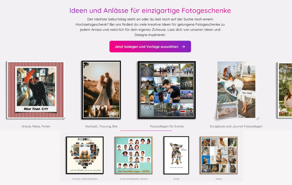Ideen und Anlässe für einzigartige Fotogeschenke Fotocollagen